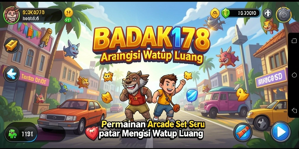 Tampilan gameplay seru BADAK178 dalam suasana Arcade.