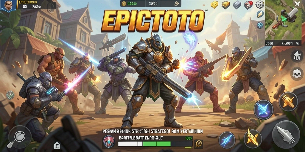 Screenshot gameplay EPICTOTO menampilkan aksi seru dalam pertarungan Battle Royale.