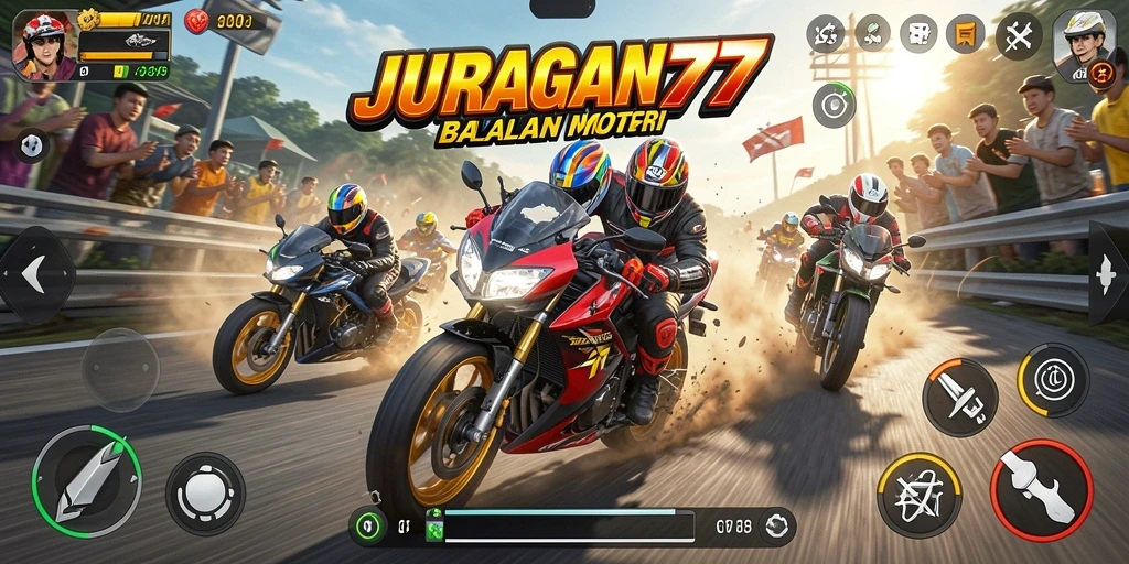 Tampilan menarik dari gameplay balapan motor yang mendebarkan.