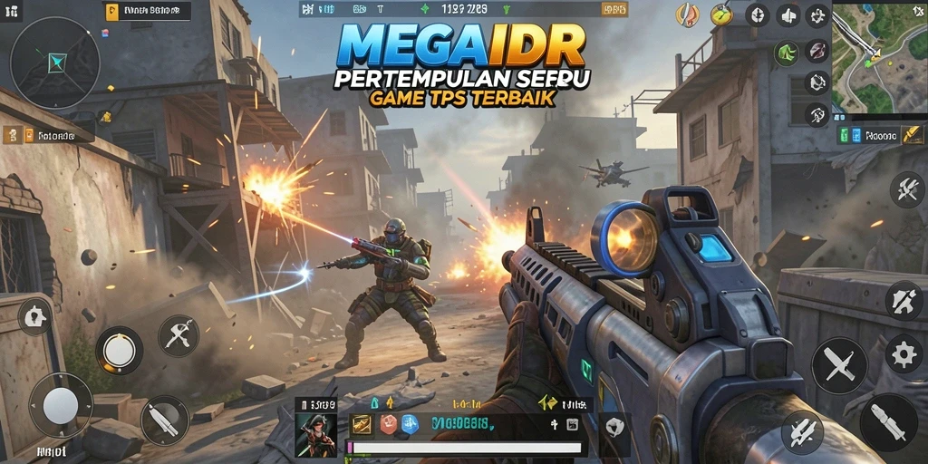 Tangkapan layar gameplay MEGAIDR menampilkan aksi tembak-menembak yang mendebarkan.