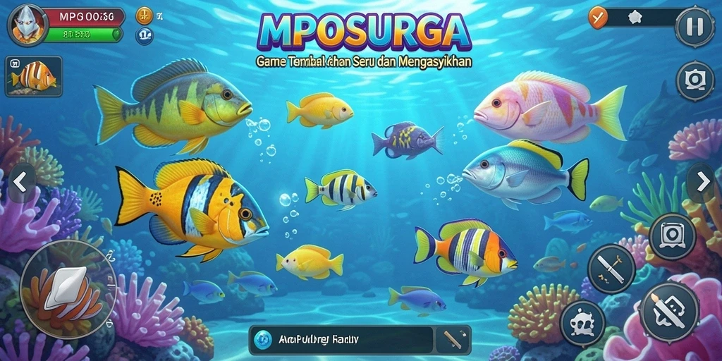 Tampilan gameplay seru di MPOSURGA saat menembak ikan.