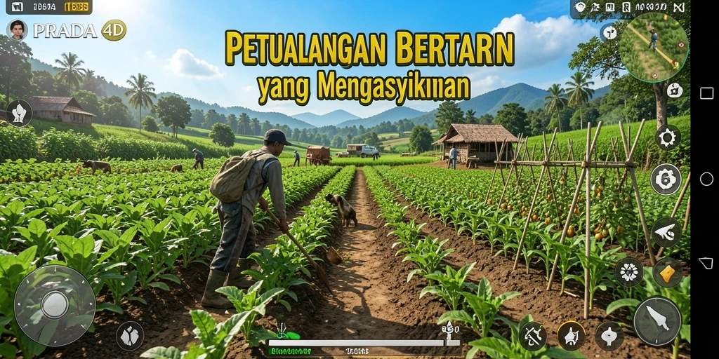 Tampilan menarik dari gameplay pertanian di PRADA4D.