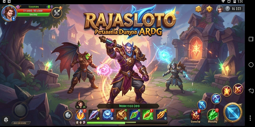 Screenshot menunjukkan aksi pertarungan seru dalam RAJASLOTO.