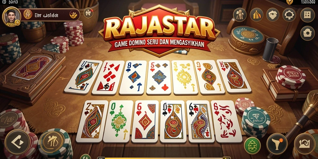 Tampilan gameplay seru dalam RAJASTAR yang menampilkan pemain menikmati permainan domino.